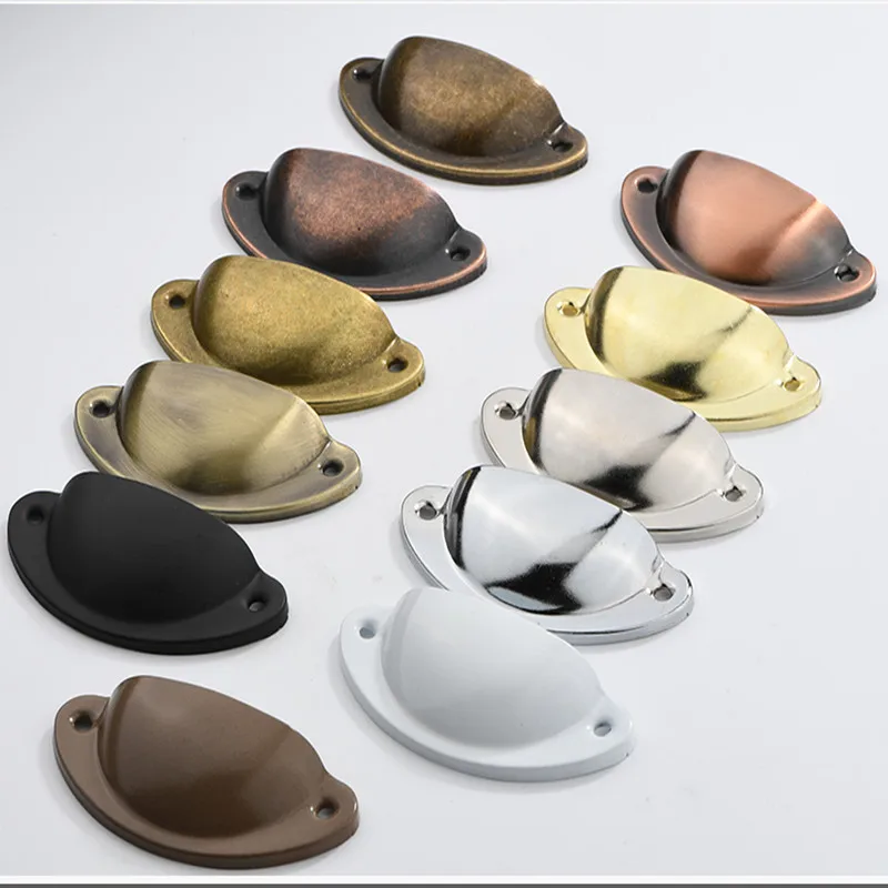 

10 Pcs Vintage Cabinet Knobs and Handles Cupboard Door Cabinet Drawer Furniture Hardware Antique Brass Shell Pull Handles