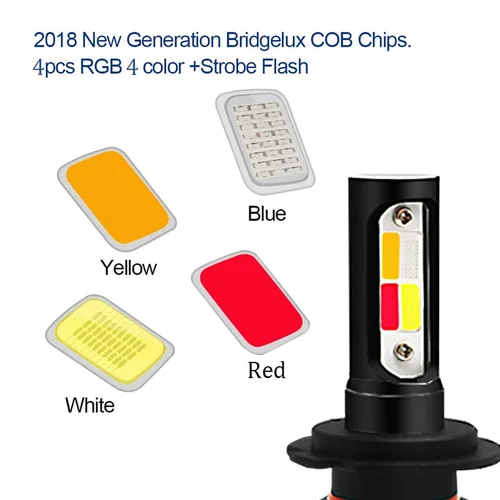 Imagen 2 del producto 2 uds tri color flash blanco azul Auto LED H3 HB4 H27 881 faro antiniebla H7 H4 H1 H11 880 bombilla de faro de coche 3000k 8000k 6000k