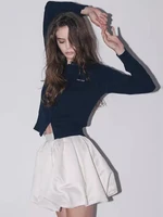 Lautaro Spring Summer Sweet Cute Soft Shiny Satin Mini Bud Skirt Women with Shorts High Waist  Short Luxury Designer Clothes - Image 2