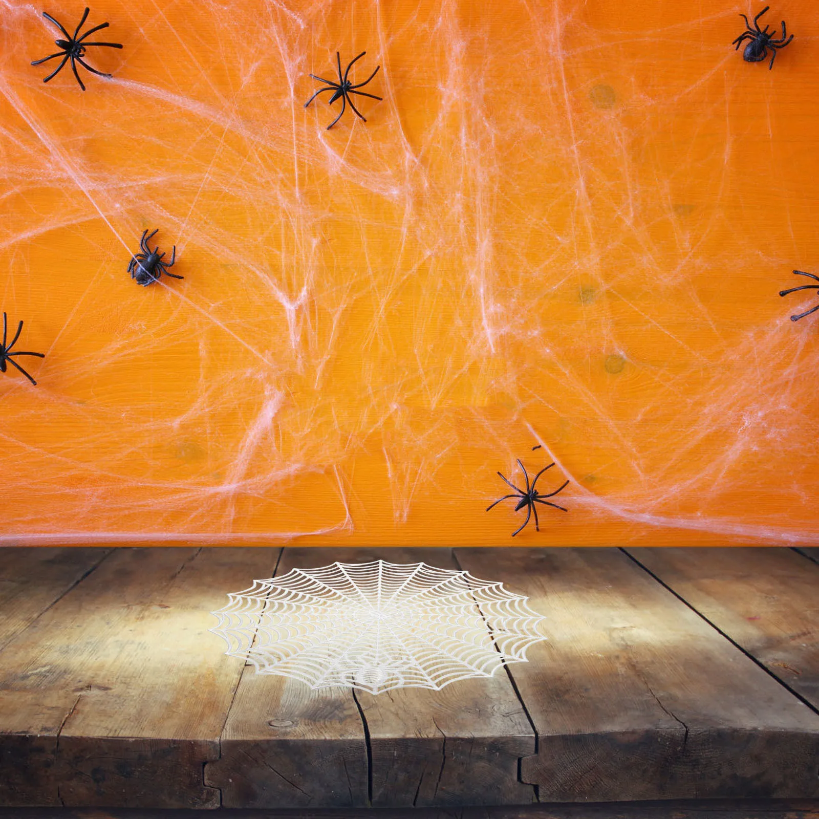 

4Pcs Round Table Placemats Halloween Spider Web Design Insulated Dining Table Placemat Set Heat Resistant Spill Proof