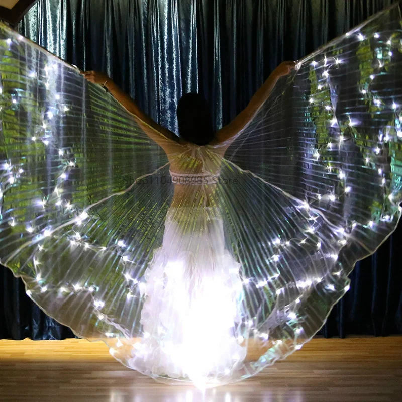 1008 peças leds dança do ventre led asas isis mudar 36 cores diferentes asas de dança do ventre com saco de varas ajustáveis