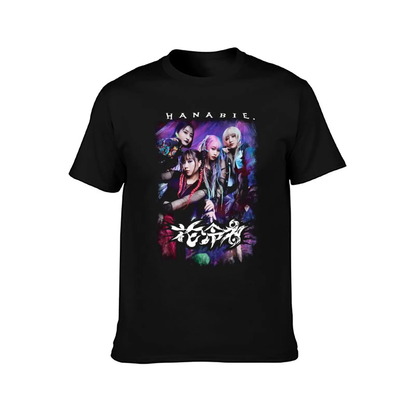 Hanabie Band T-Shirt Summer Casual Cotton Tee Oversized Streetwear Tops Vintage Graphic Print Loose Fit Short Sleeve