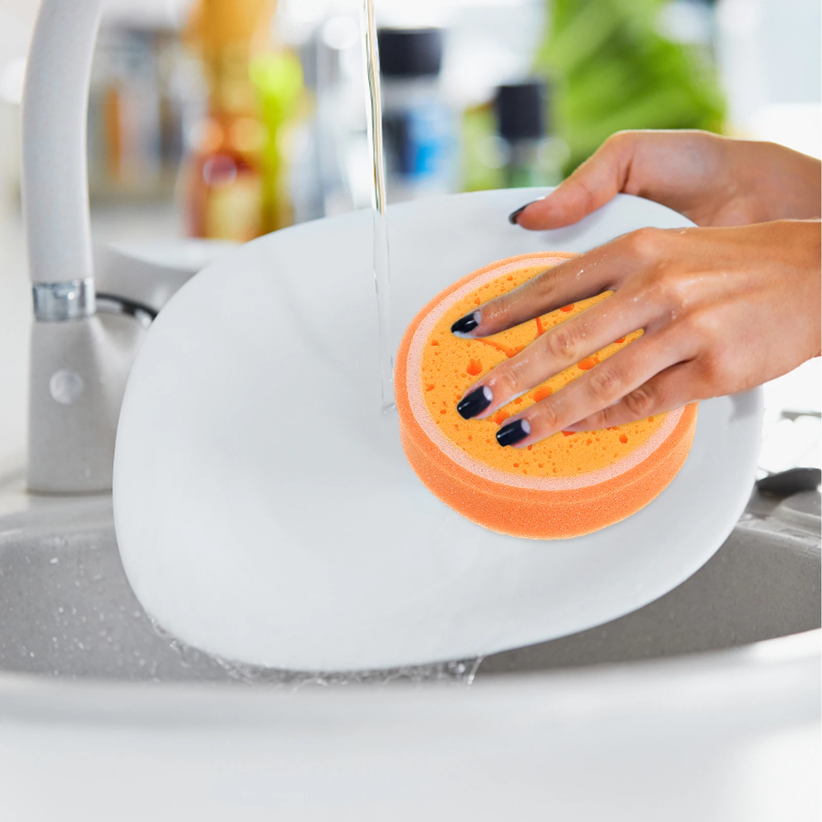 

4pcs Creative Cartoon Fruit Cleaning Reusable Thickened Strong Dish Scrubbing Multi-Function Wok Sponge Household