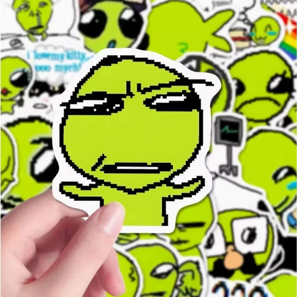

50pcs Funny Big Eyes Q-version Green Alien Sticker Diy Material Decor For Phone Cases Notebook Desktop Stickers