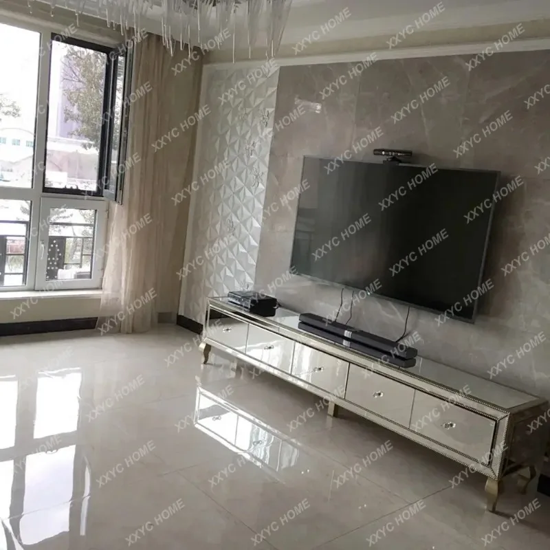 XX TV cabinet simple modern coffee table combination glass locker mirror living room