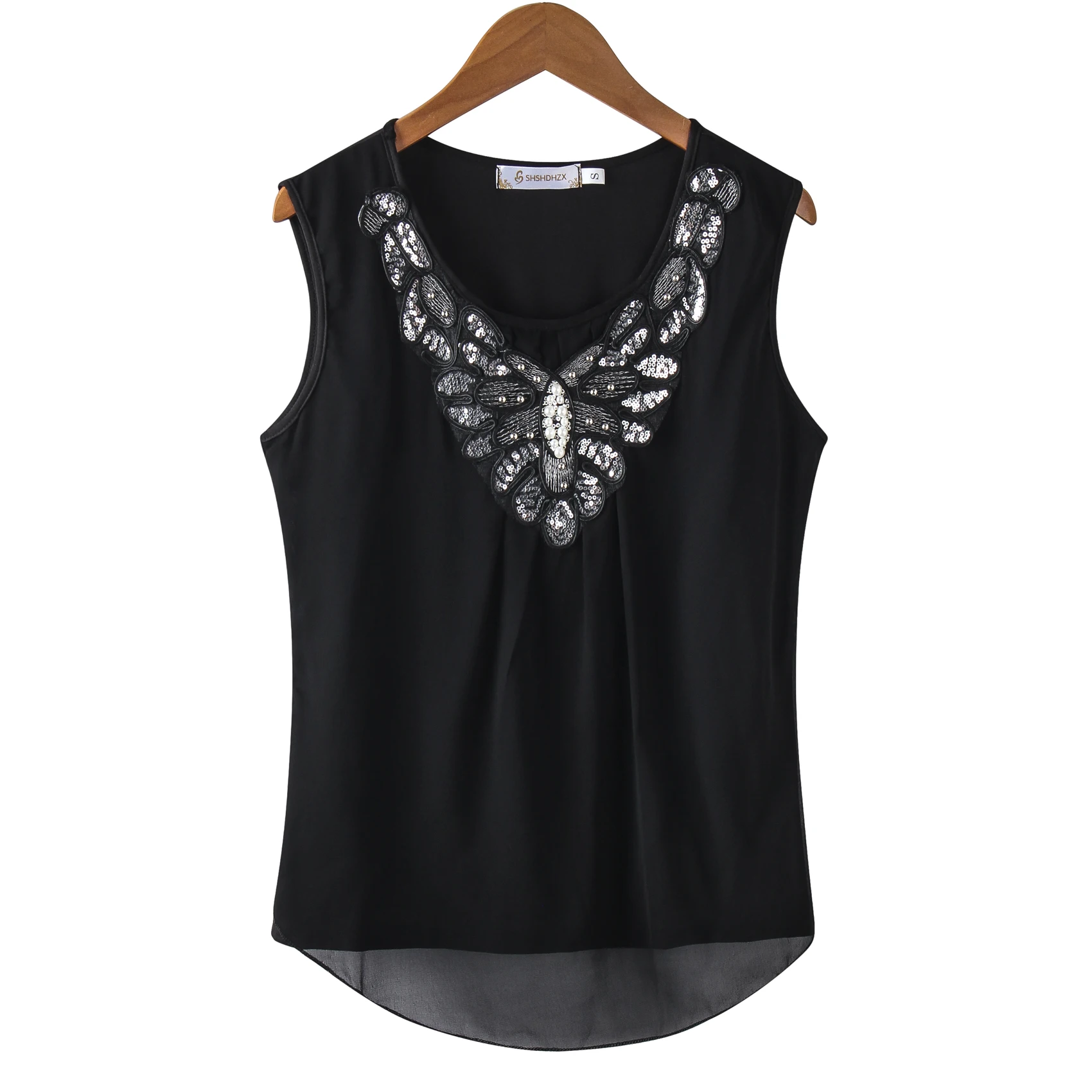 Women Blouse shirts Ladies Casual Sleeveless Sparkling diamond chiffon lace blouses Plus Size 4XL 5XL 6XL image 2