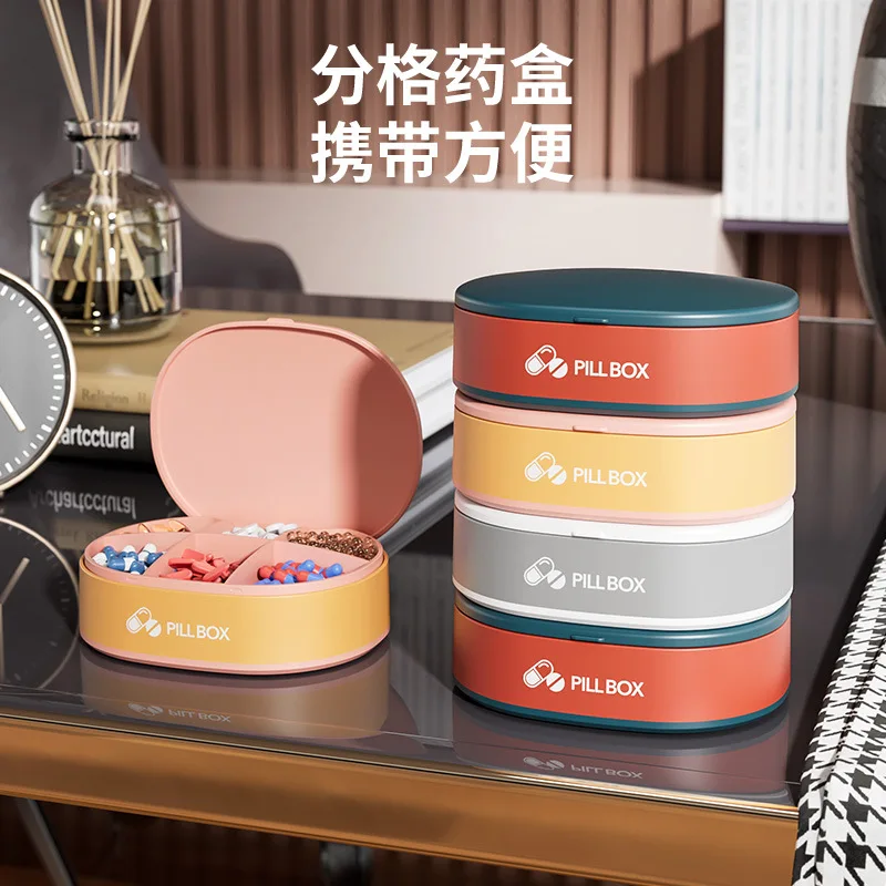 Medicine Box Portable Sub-packed Small Mini Medicine Box 7-day Small Box Sub-packed Pill Box Storage  Storage Containers