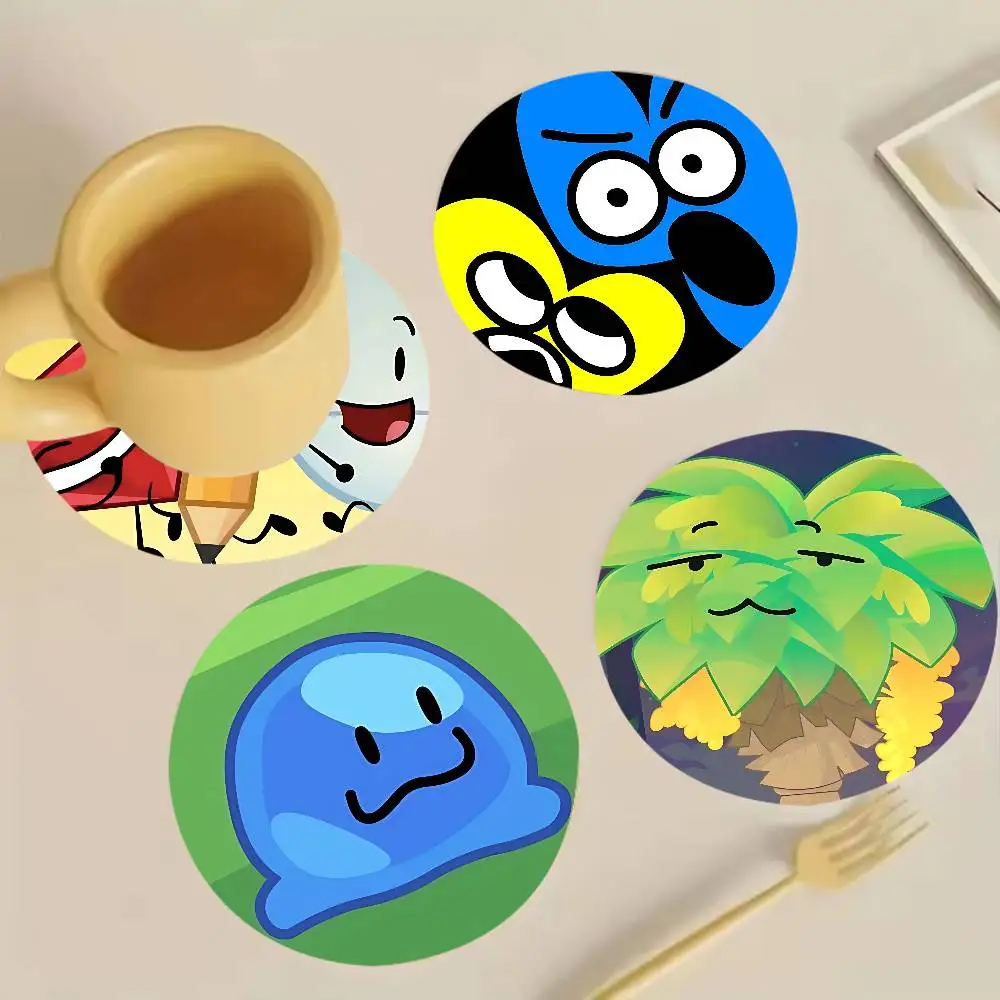 B-Battle for Dream Island Round Wooden Coaster Decorative Coffee Cup for Use in Coffee Shops Bars