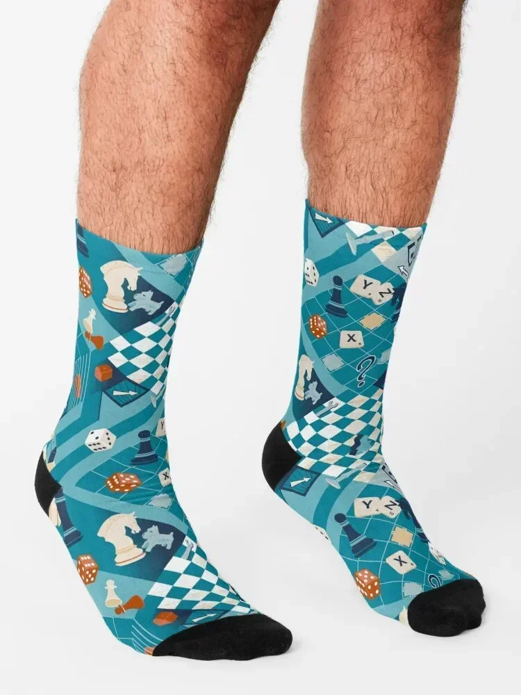 Board games - turquoise Socks Heating sock warm winter Men Socks Women's