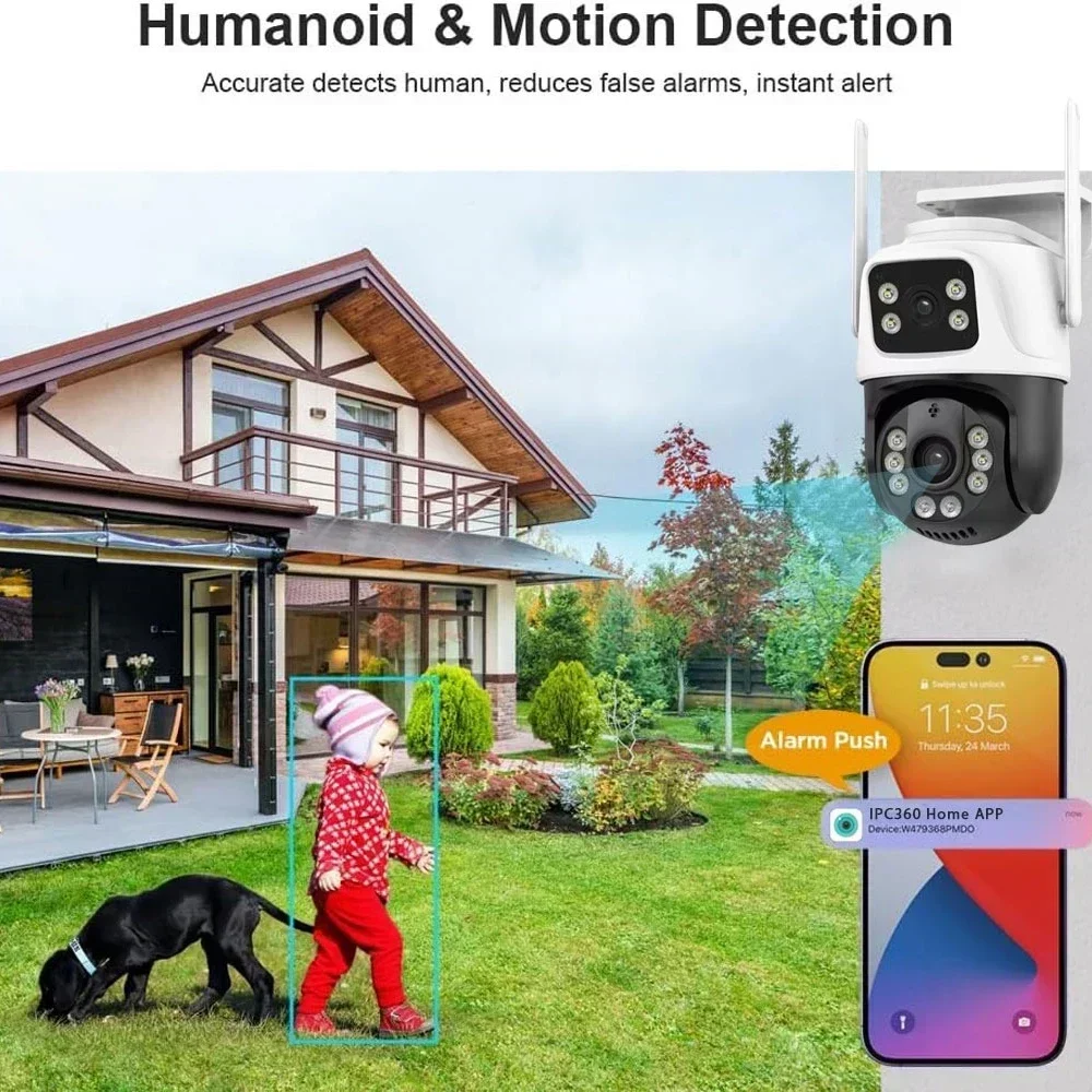 icseeデュアルレンズ8mp-wifiセキュリティカメラ屋外スマートホームptzカラー暗視ワイヤレスcctvビデオ監視カメラ4k