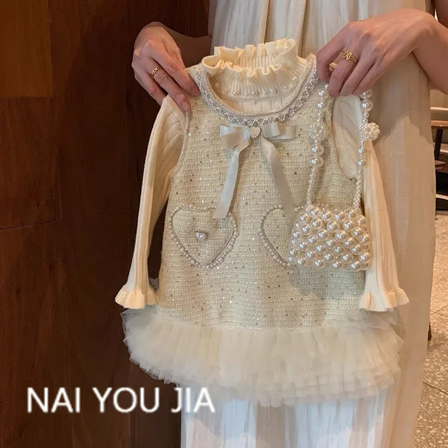 Childrens Clothing dress 2024 New Baby Plush Vest Skirt Fashion beautiful dress Baby Girl Clothes