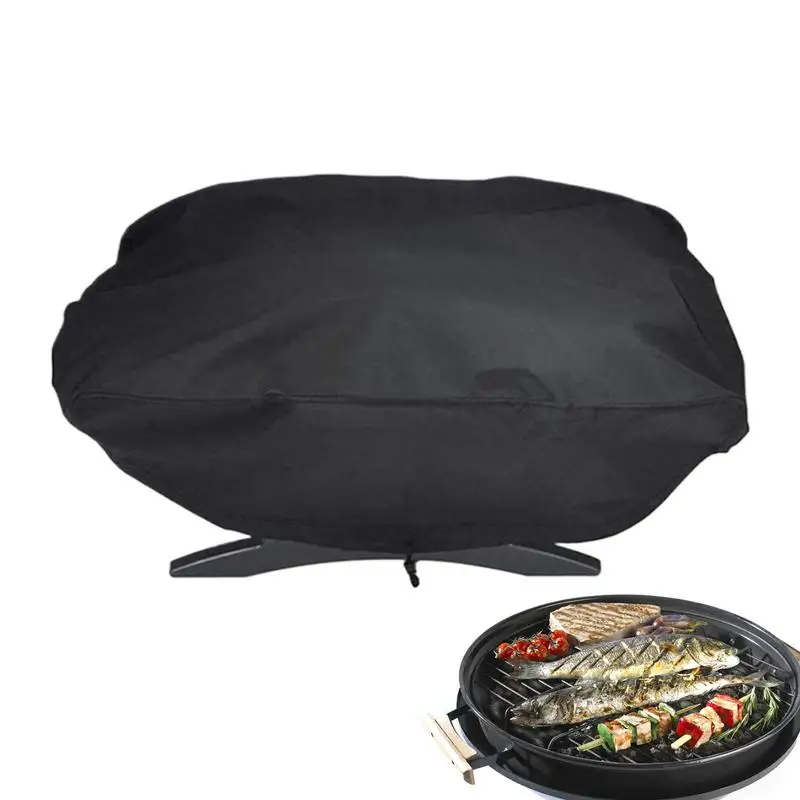 Barbecue Cover Oxford cloth Anti-Dust Waterproof Storage Wrap Grill Cover Rain Protective Round Outdoor Barbecue Cover Accessory