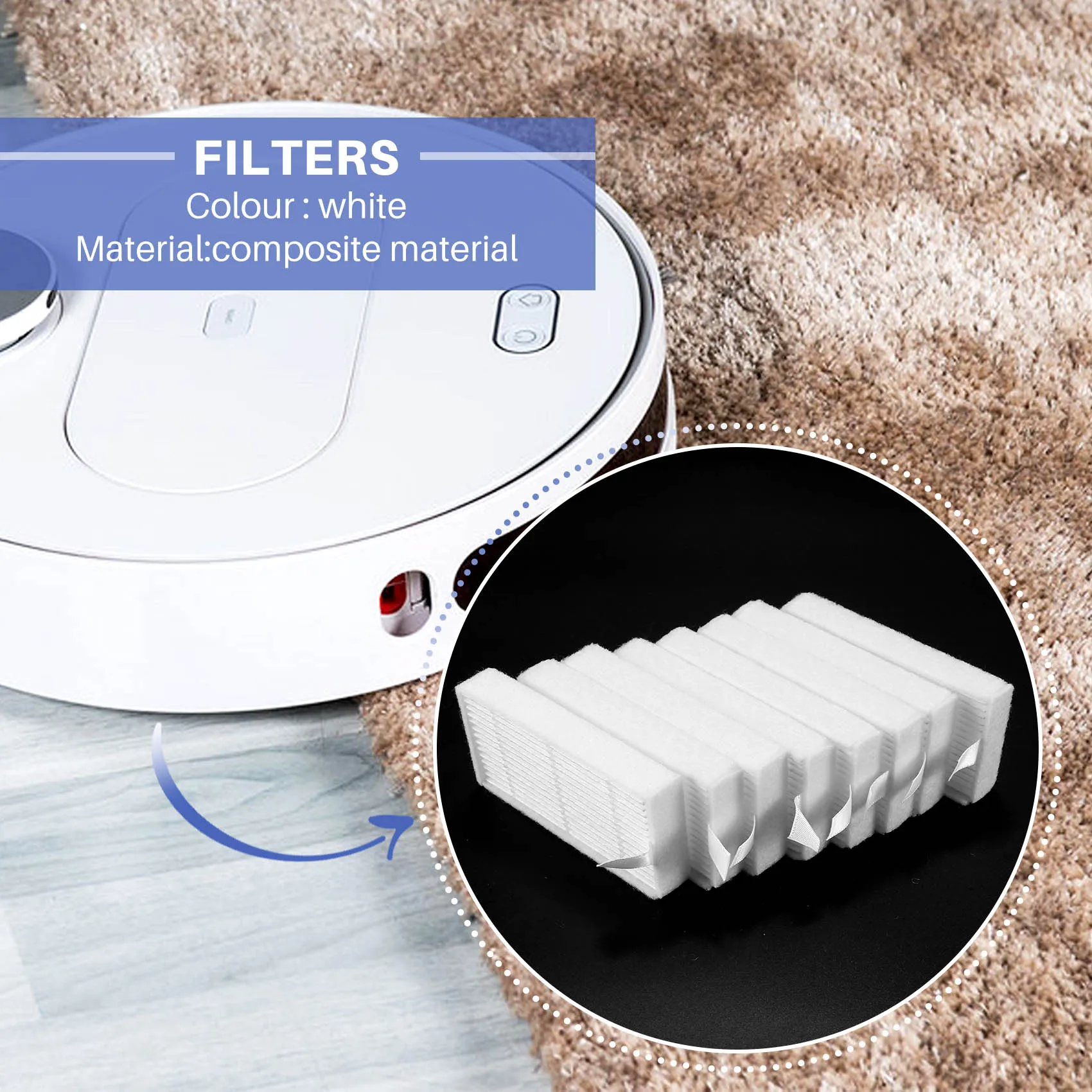 8 Pack Premium Hepa Filter For Ilife V3S V5 V5S V3S Pro Robotic Vacuum Cleaner