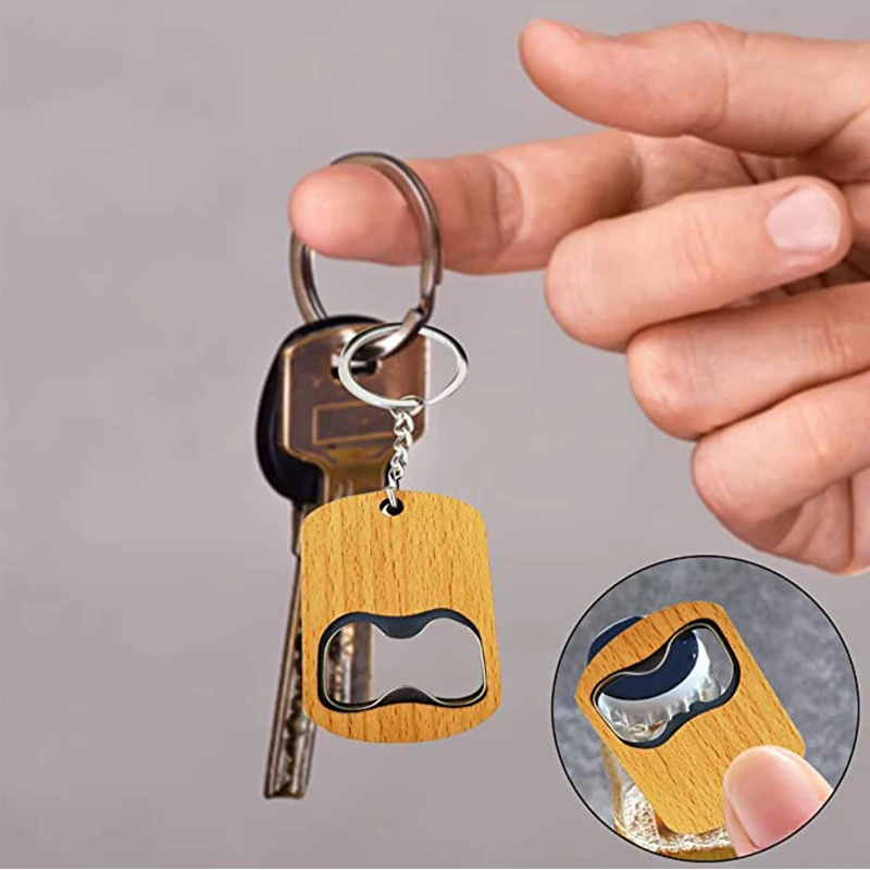 5/10/20Pcs Bottle Opener Beer Wine Juice Openers Stainless Steel Wooden Key Chain Creative Gift Home Kitchen Gadgets 2023