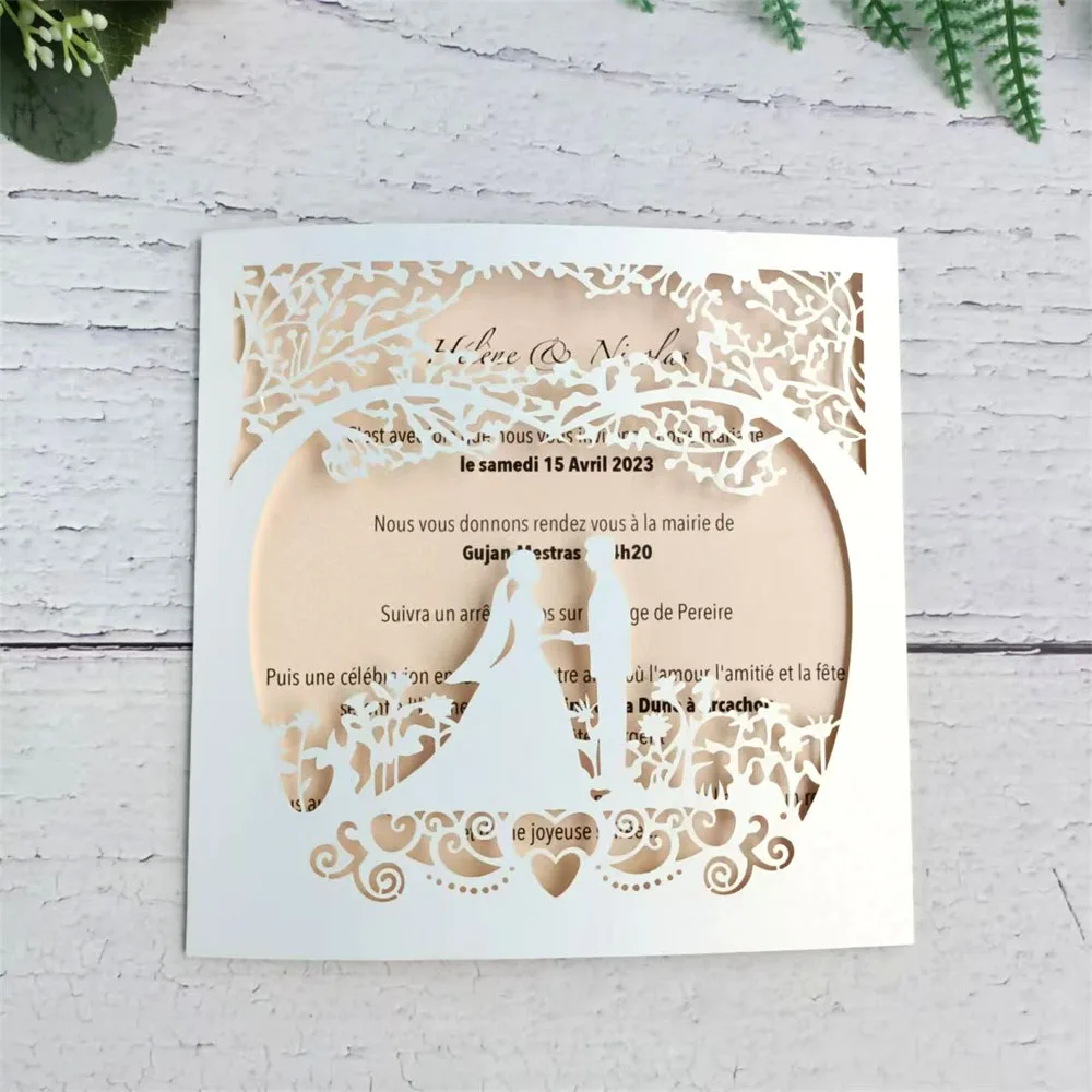 

Wedding Invitation Card With Blank Insert and Envelop 50 Sets Personalized Printing Available