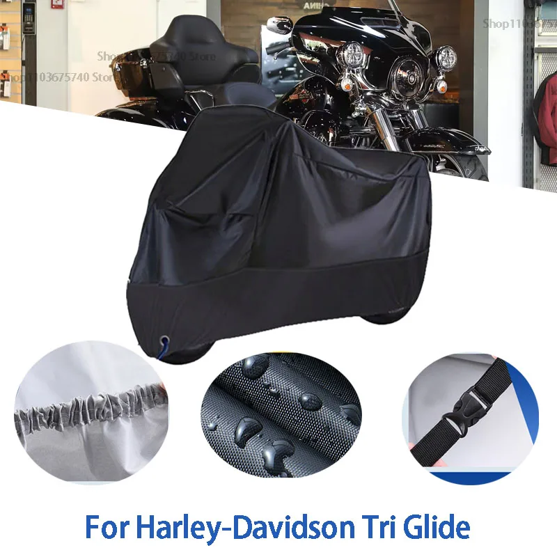 Motorcycle Full Covers For Harley-Davidson Tri Glide Car Outdoors Sun Protection Dust No Ear Thickened Oxford Clothcover