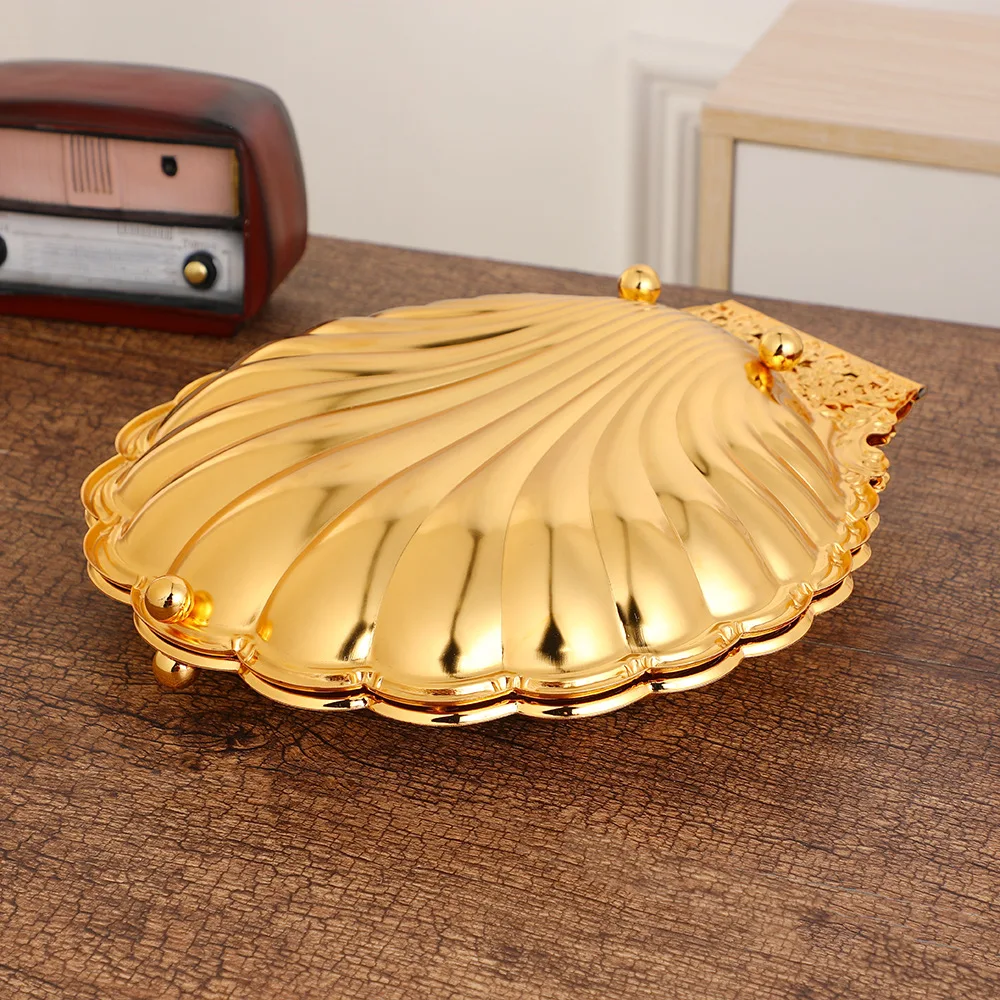 Creative Shell Fruit Plate, Gold Opening, Niche Light, Luxury Vintage Fruit Plate, Fine Fashion Home Zinc Alloy Fruit Plate