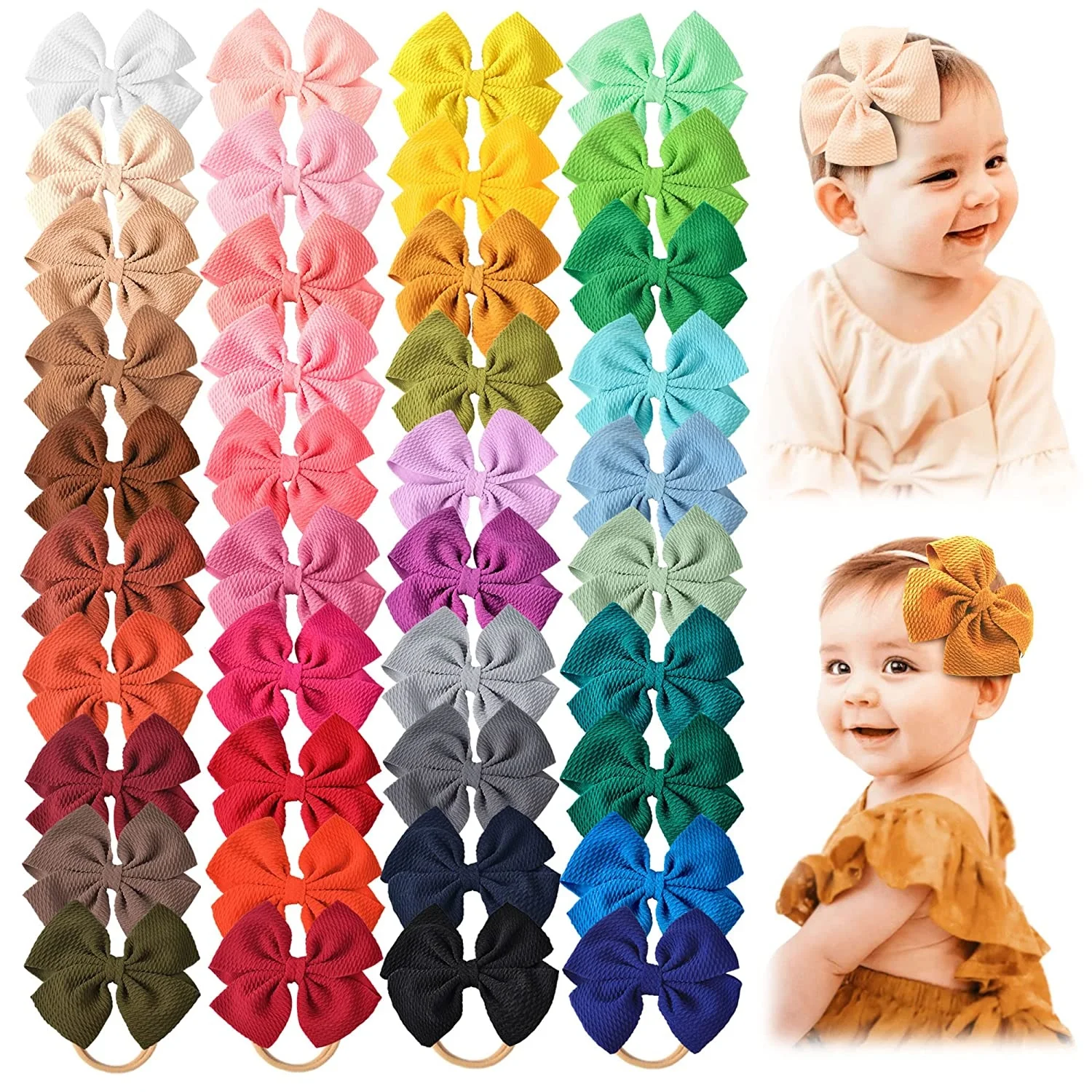 10PCS Baby Headbands Nylon Hairbands Hair Bows Elastics Bands for Girls Newborn Infant Toddler Children Hair Accessories