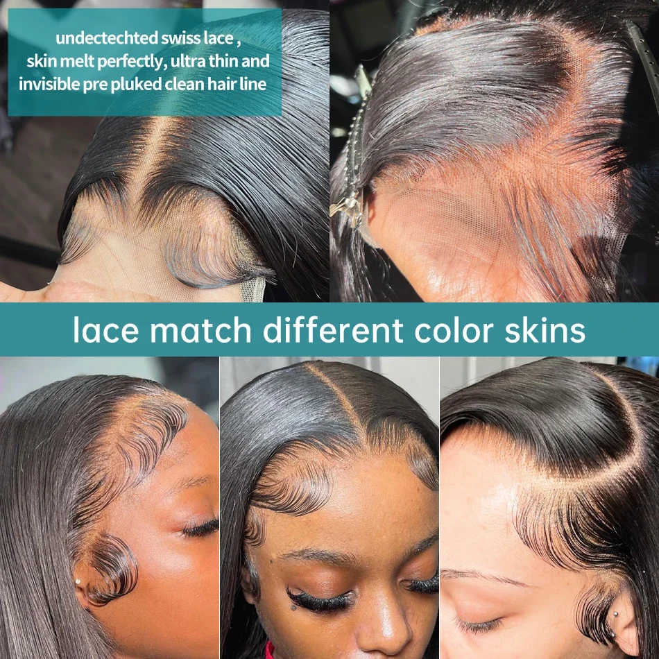 Peruvian 30 32 Inch Straight Transparent 13x4 13x6 HD Lace Frontal Human Hair Wig For Women Glueless Lace Front Wig Pre Pluck image 5