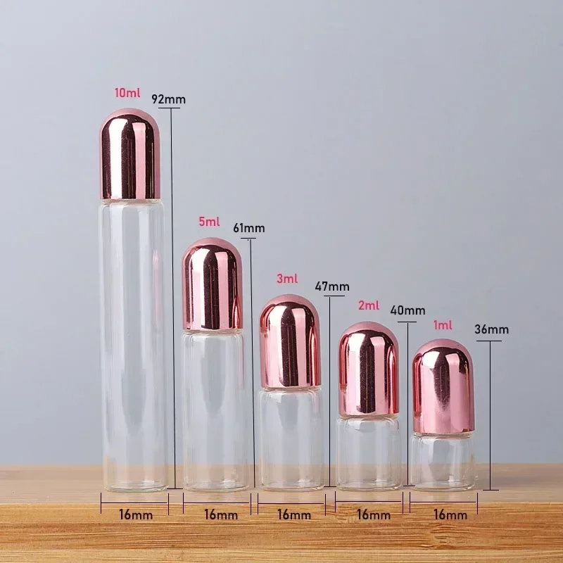 1/2/3/5/10ml Transparent Steel Ball Roll on Bottle Essential Oil Perfume Vials Cosmetic Empty Roller Ball Container for Travel