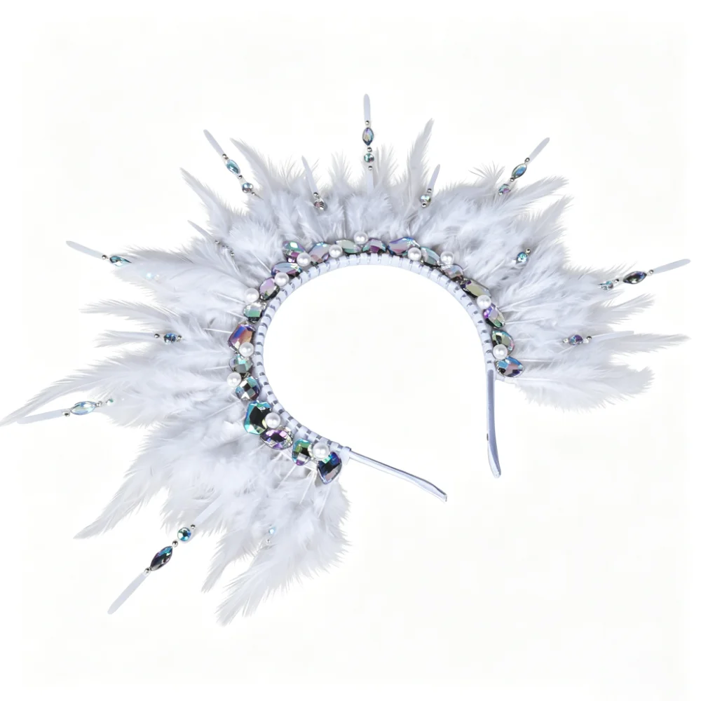 Creative Feather Headpiece Unique Cosplay Peacock Feather Headband Decorative Retro Party Headdress Stage Performance Headwear