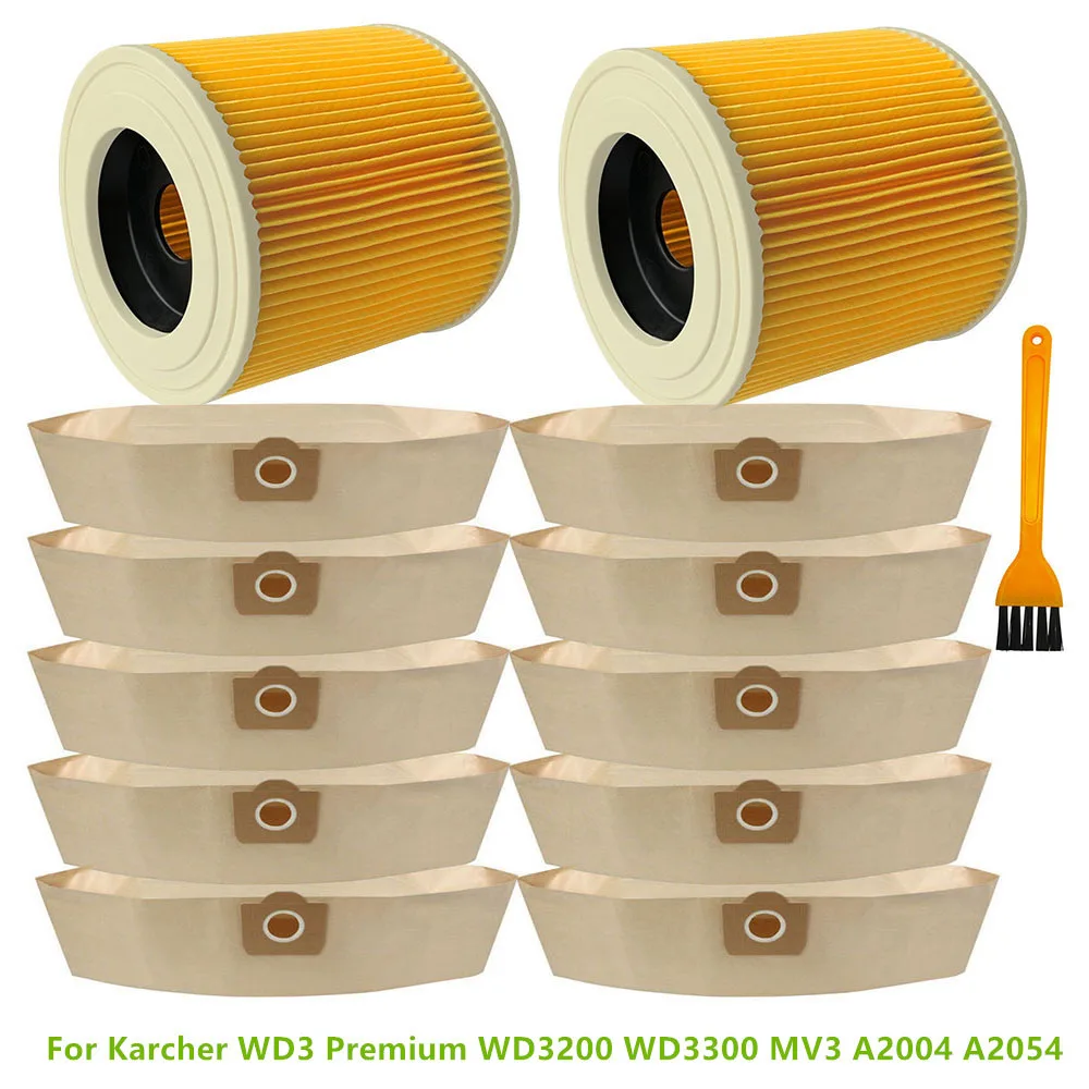 For Karcher WD3 Premium WD3200 WD3300 MV3 A2004 A2054 HEPA Filter Dust Bags