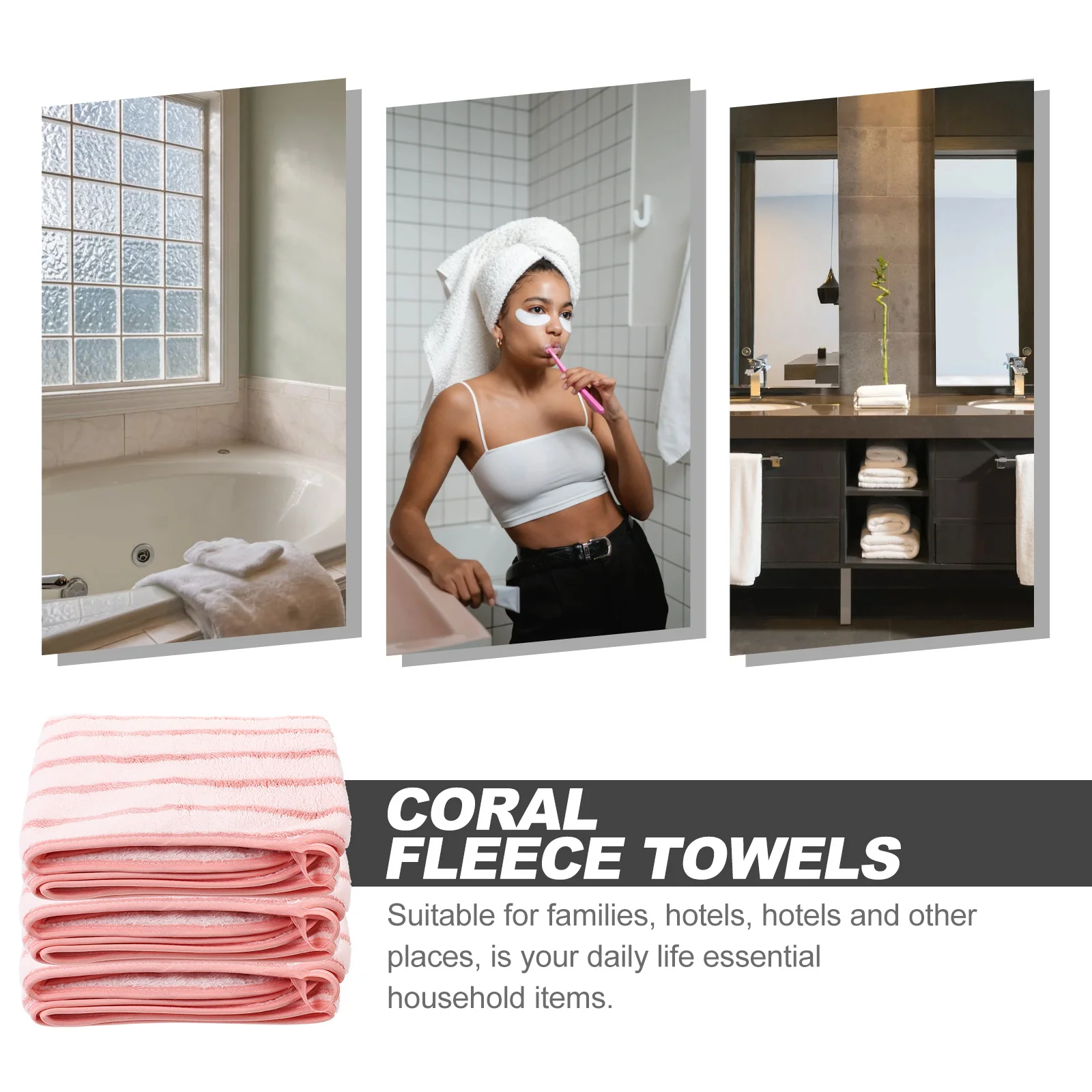 

3Pcs Coral Fleece Towels Absorbent Soft Hand Face Washcloths for Home Dorm Bath Gym Large Absorbent Face Towel
