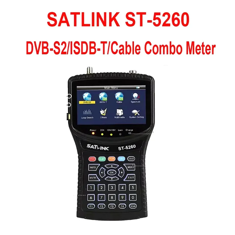 Satlink ST-5260 DVB-S2 ISDB-T J83B Cable H.264 compliant handheld combo meter satllite Finder Meter