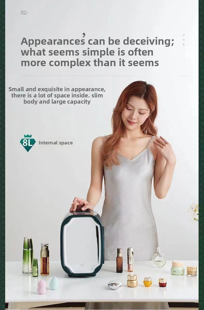 Beauty Cosmetics Koelkast 8L Minikoelkast met LED Make-upspiegel Koelkast Student