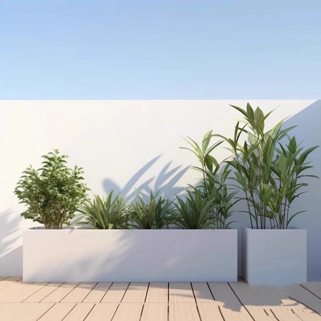 Stainless steel flower box outdoor planting box partition fence combination wrought iron rectangular sales department restaurant