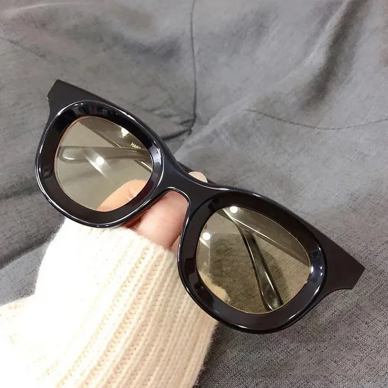 Fashion Concave Round Sunglasses for Women Brand Designer Small Sun Glasses Men Vintage Hip Hop Yellow Blue Punk Eyewear UV400