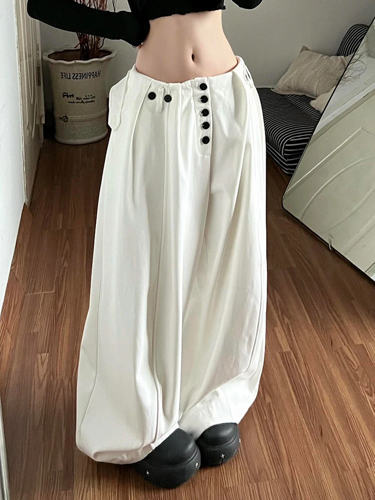 

Американские свободные брюки High Street Bf Lazy Sle, повседневные брюки для женщин, маленькие универсальные белые широкие брюки для девочек, модные брюки