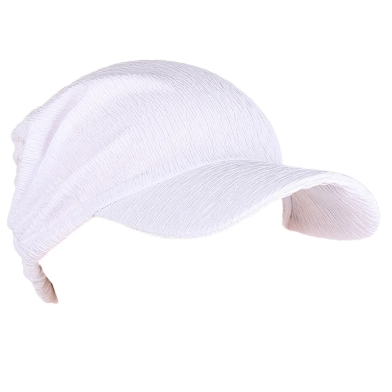 Summer Sunscreen Turban Caps Solid Color Headscarf Hat Chemo Hair Loss Cap Head Wear for Home Outdoor Women Lady