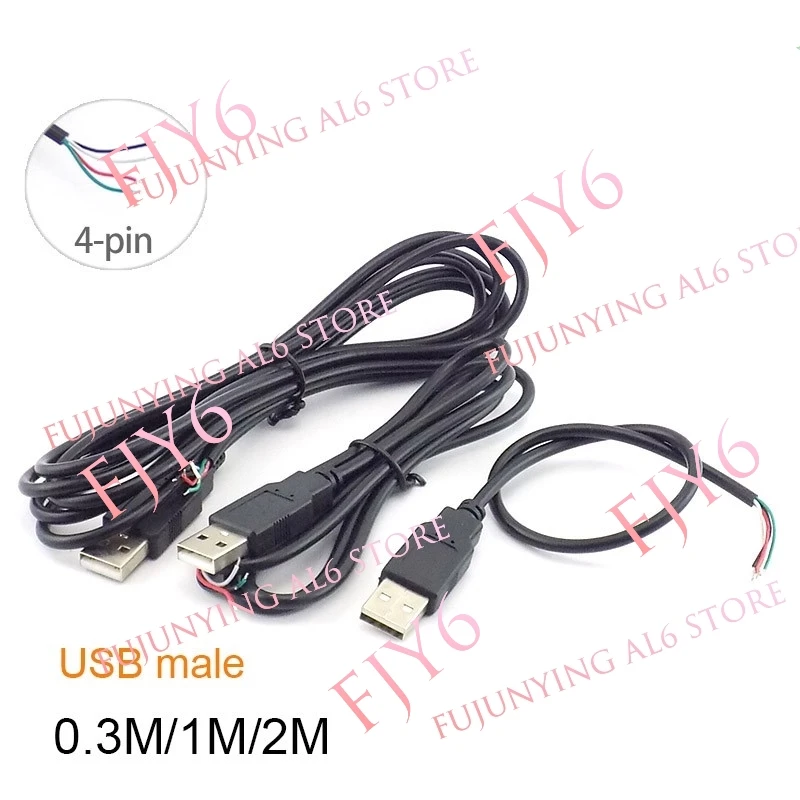 Кабель Micro USB 2.0 (4-контактный, 5В) с разъемом Male, 0.3м/1м/2м, 4-жильный, для передачи данных и зарядки, удлинитель, DIY-коннектор A6