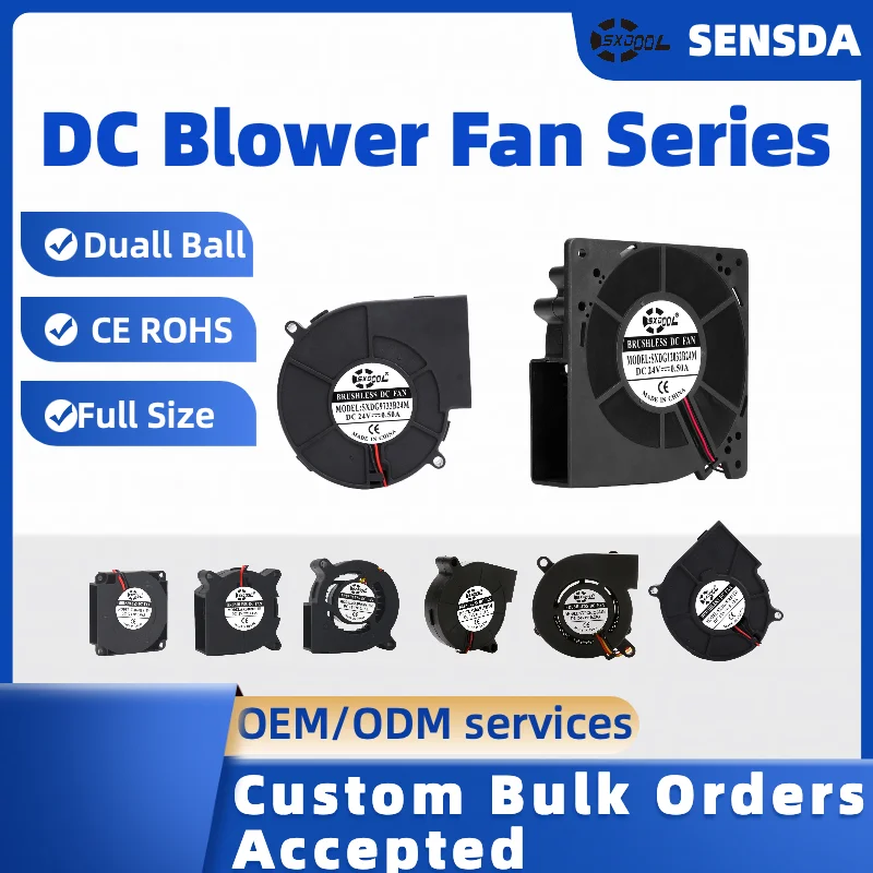 Brushless DC Turbo Blower Fan 5V/12V/24V 18/30/40/50/75/97/120mm Cooling for Electronics PC 3D Printer Server Cabinets Case