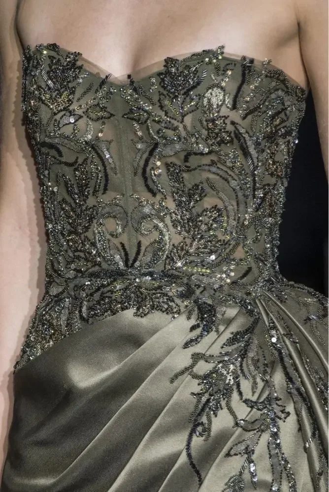 LY67 Zuhair Murad Sweatheart Beaded Satin Split Fashion  فساتين السهرة vestidos de fiesta  فساتين سهره evening dresses