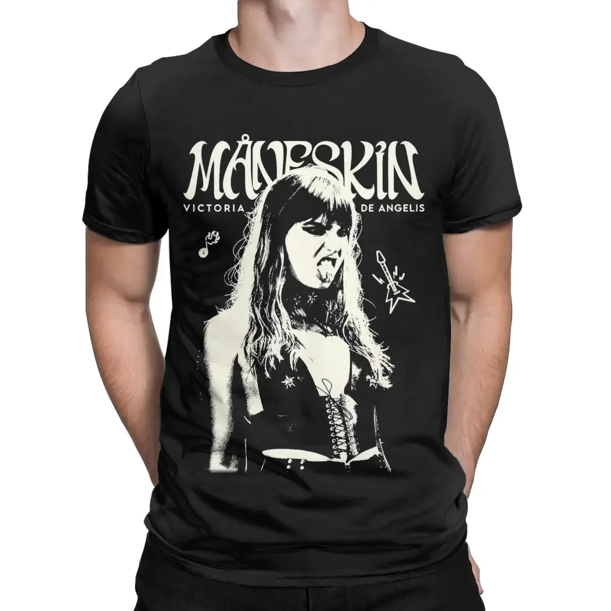 Rock Band Music Maneskin T-Shirt for Men Funny 100% Cotton Tee Shirt Round Collar Short Sleeve T Shirts Plus Size Tops