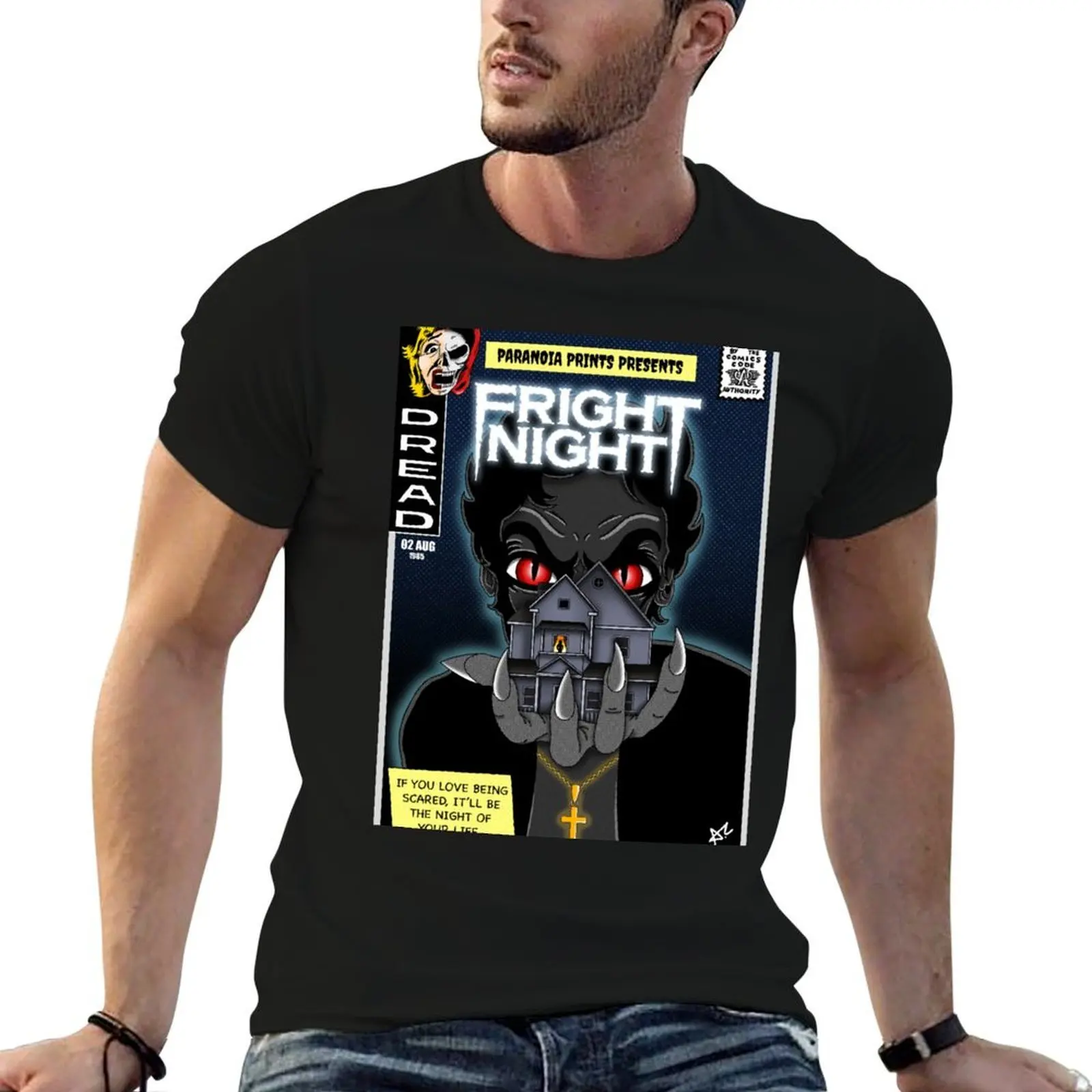 FRIGHT NIGHT Cover T-Shirt street wear customizeds clothing for men