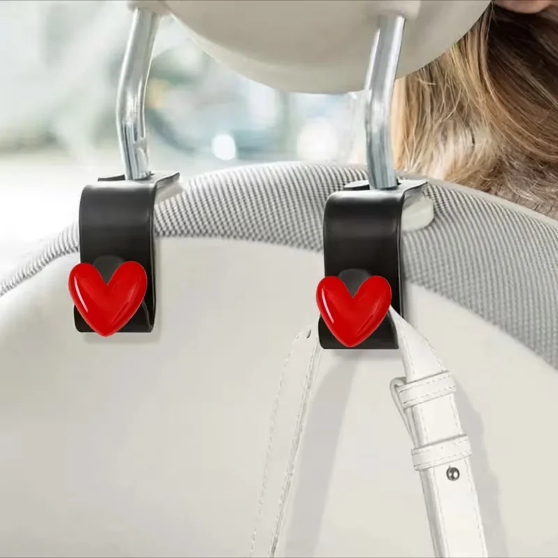 قطعتان من خطاف مسند الرأس لمقعد السيارة اللطيف ثلاثي الأبعاد - منظم تخزين السيارة العالمي لحقائب اليد والمحافظ والسترات