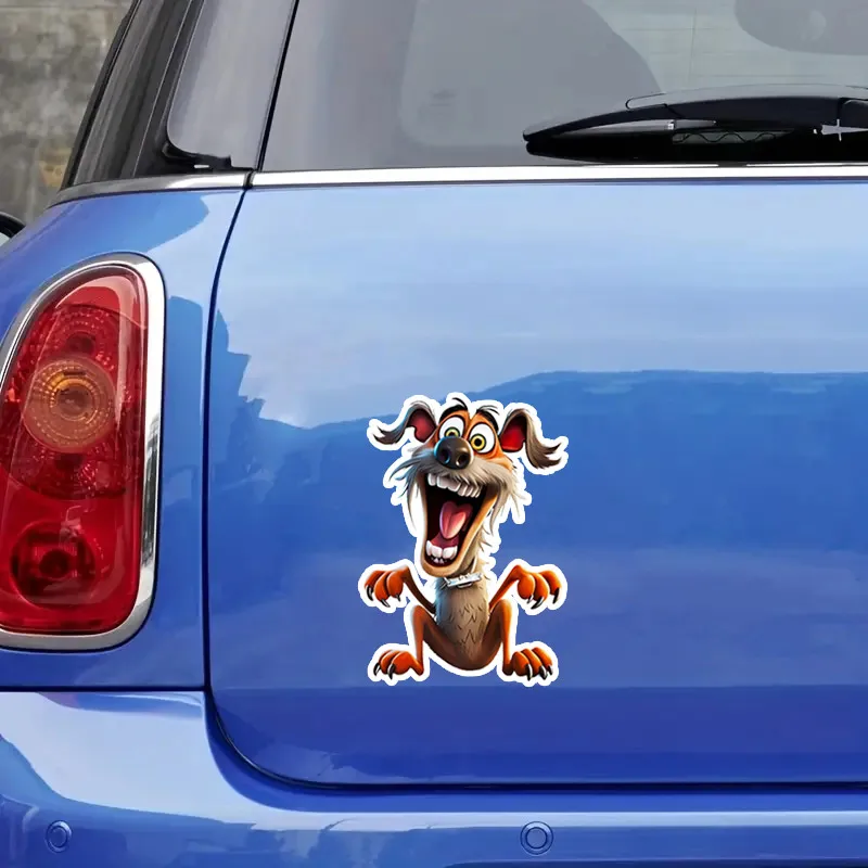 Funny Friendly Dog Crazy Graphic Car Stickers Self-Adhesive Waterproof Bumper & Rear Window Decals for Cars HE77