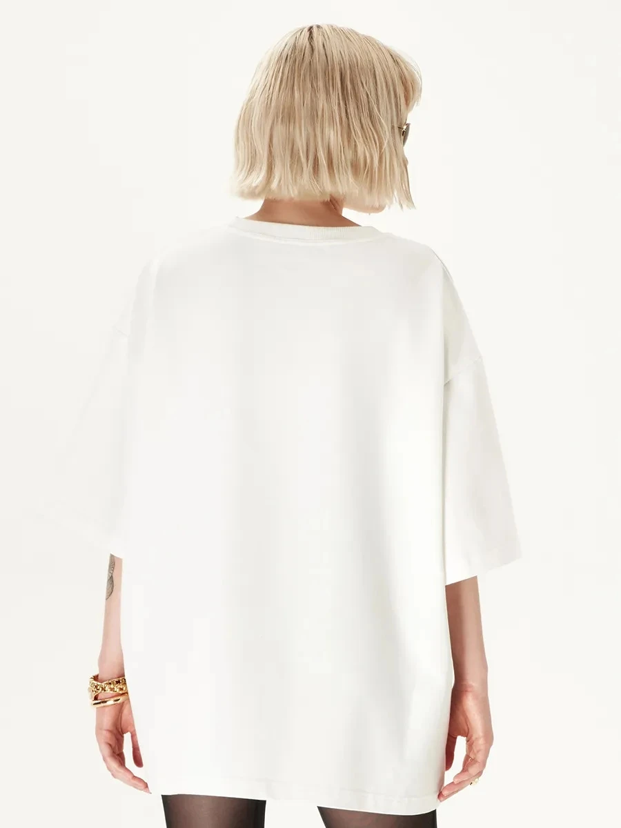 تي شيرت Faionable كاجوال فضفاض مستدير Ne مطبوع ort Sve تي شيرت نسائي صيفي قطني مريح يسمح بمرور الهواء