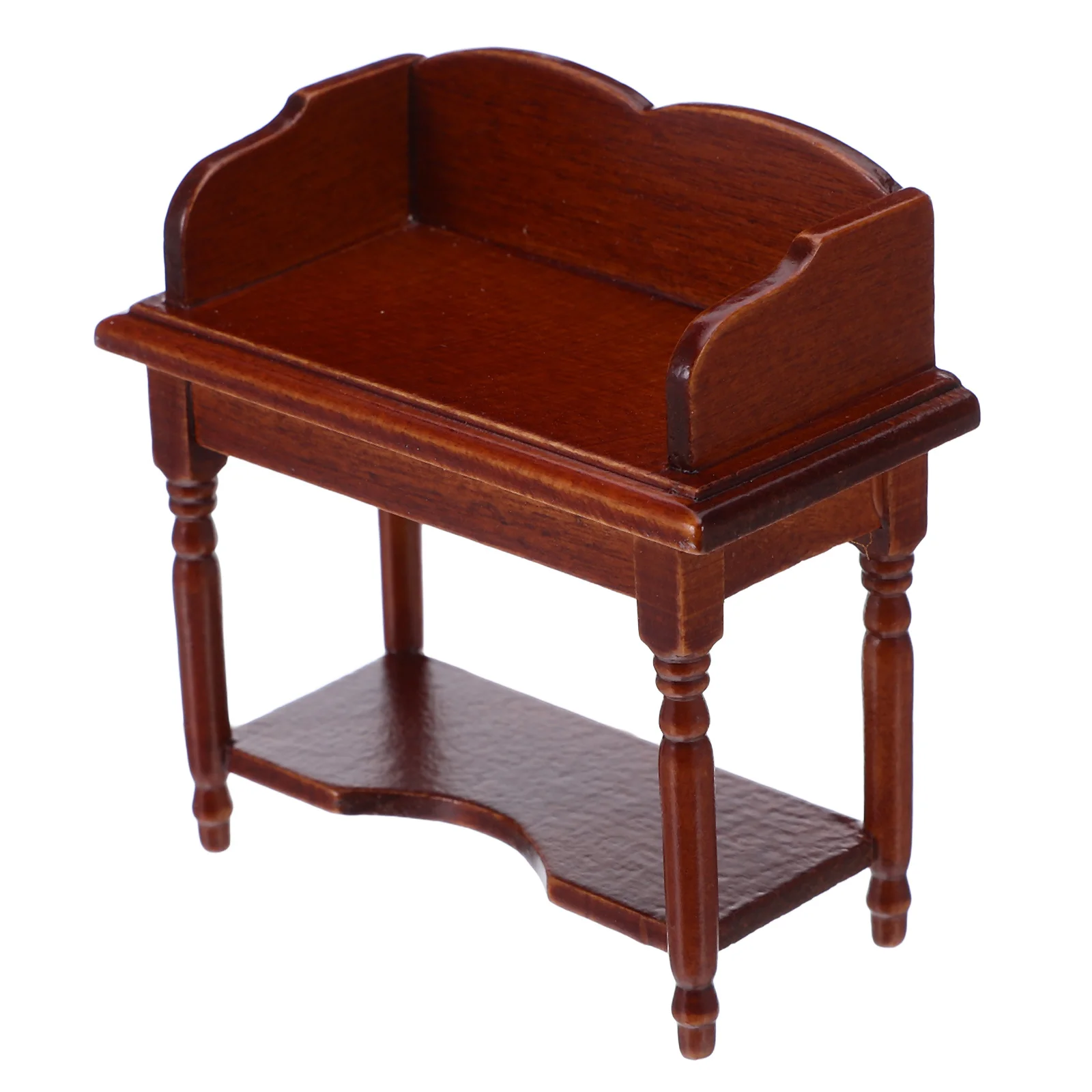 

Wooden Dollhouse Vintage Mini Writing Desk Walnut Color Miniature Study Room Accessories Pretend Play Photo Props