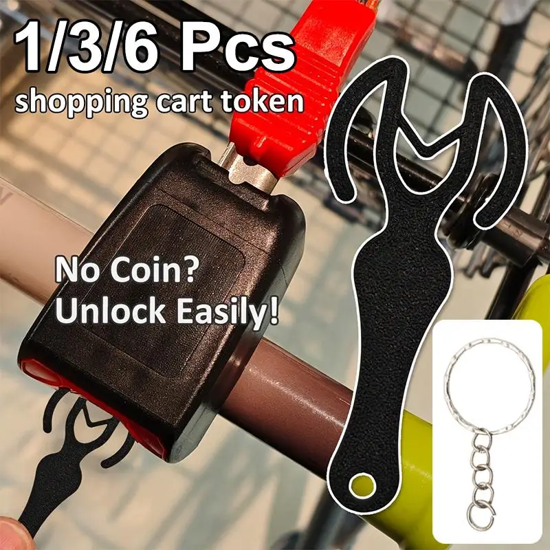 1/3/6pcs Shopping Cart Token Keychains, Supermarket Trolley Unlocking Tool, Portable Reusable Release Device With Token