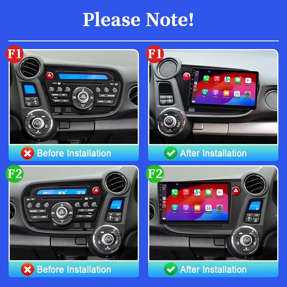 Car Radio Multimedia Navigation Android 14 For Honda Insight 2  2009-2014 4G WIFI 2CIN Stereo Head Unit Screen