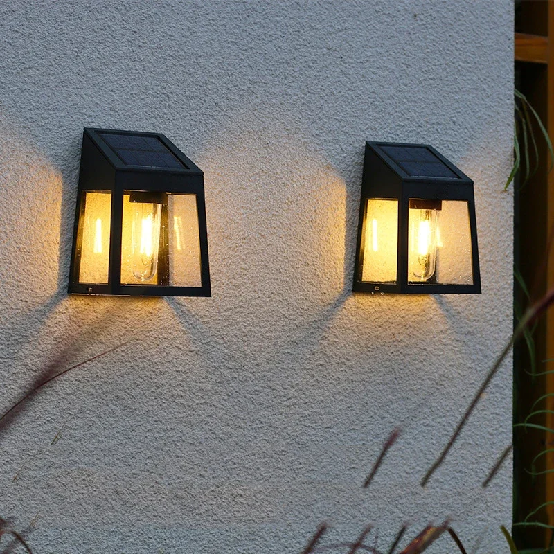

Solar Wall Light Outdoor Garden Waterproof Solar Powered Street Light Yard Balcony Staircase Wall Decoration Tungsten Light Bulb