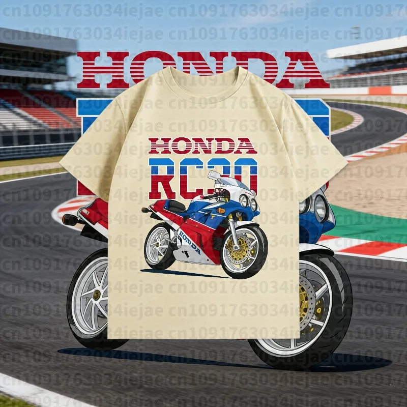 

2025-26 Summer Honda RC30 Retro Modified Knight Equipment 750R Motorcycle Printing Custom Men's 100% Cotton Printed T-shirt