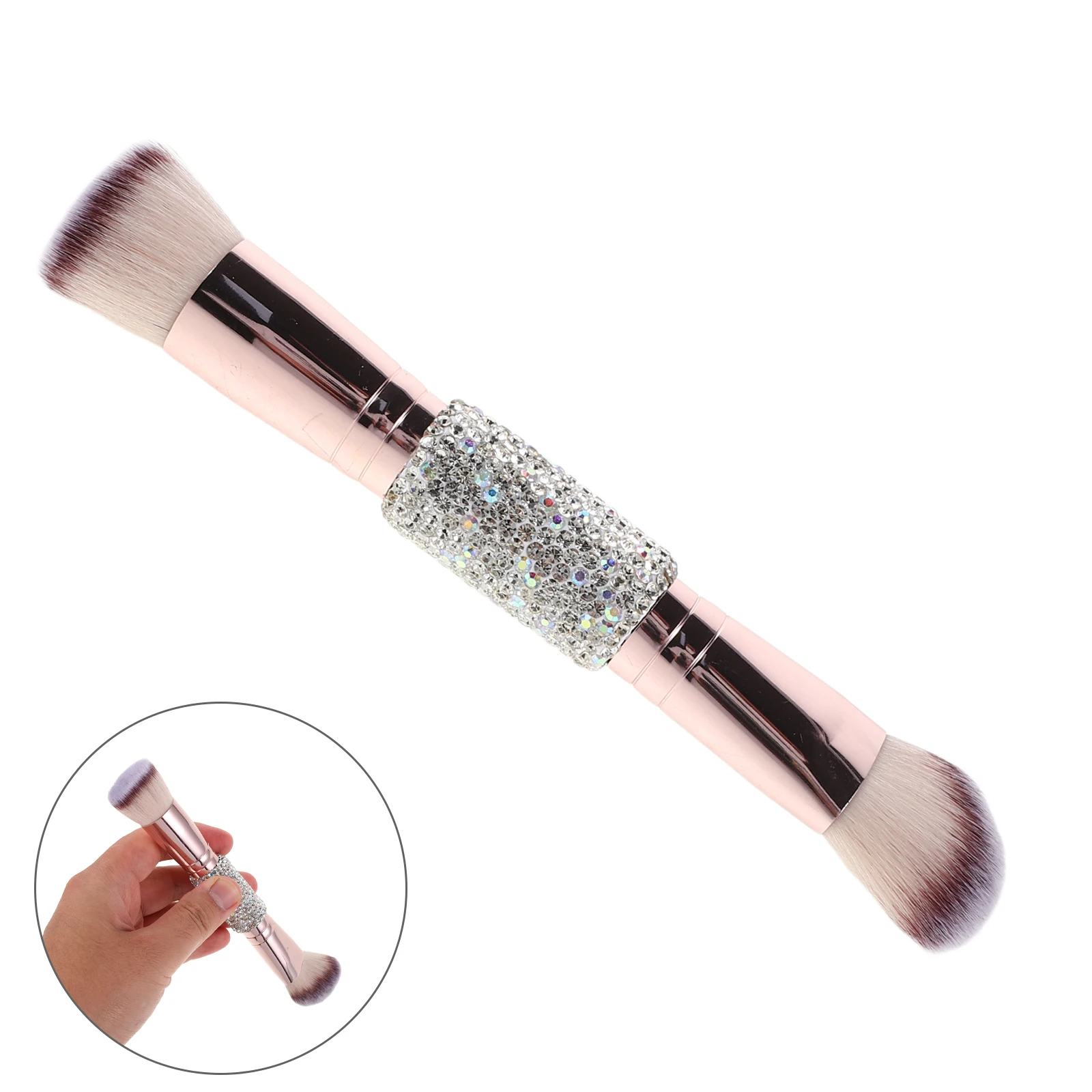 Make-up-Pinsel, doppelseitig, mit Strass besetzt, weiche Borsten, Foundation, Puder, Rouge, Kontur, professionelles Schönheitswerkzeug für Damen