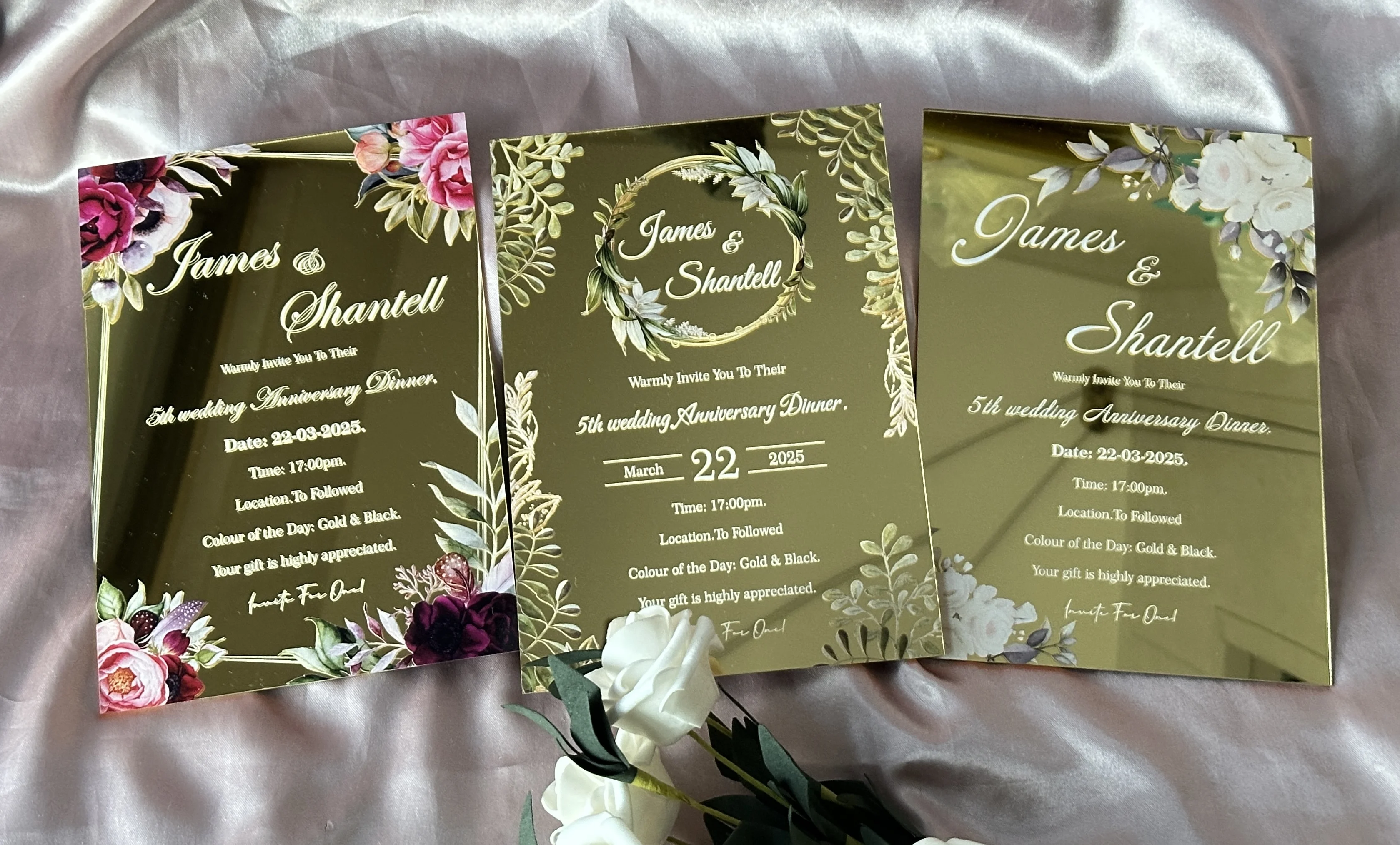 10 Buah Undangan Pernikahan Akrilik Kustom Cermin Emas, Undangan Ucapan Ulang Tahun, Buat Menu Anda Sendiri untuk Dekorasi Hadiah Pesta