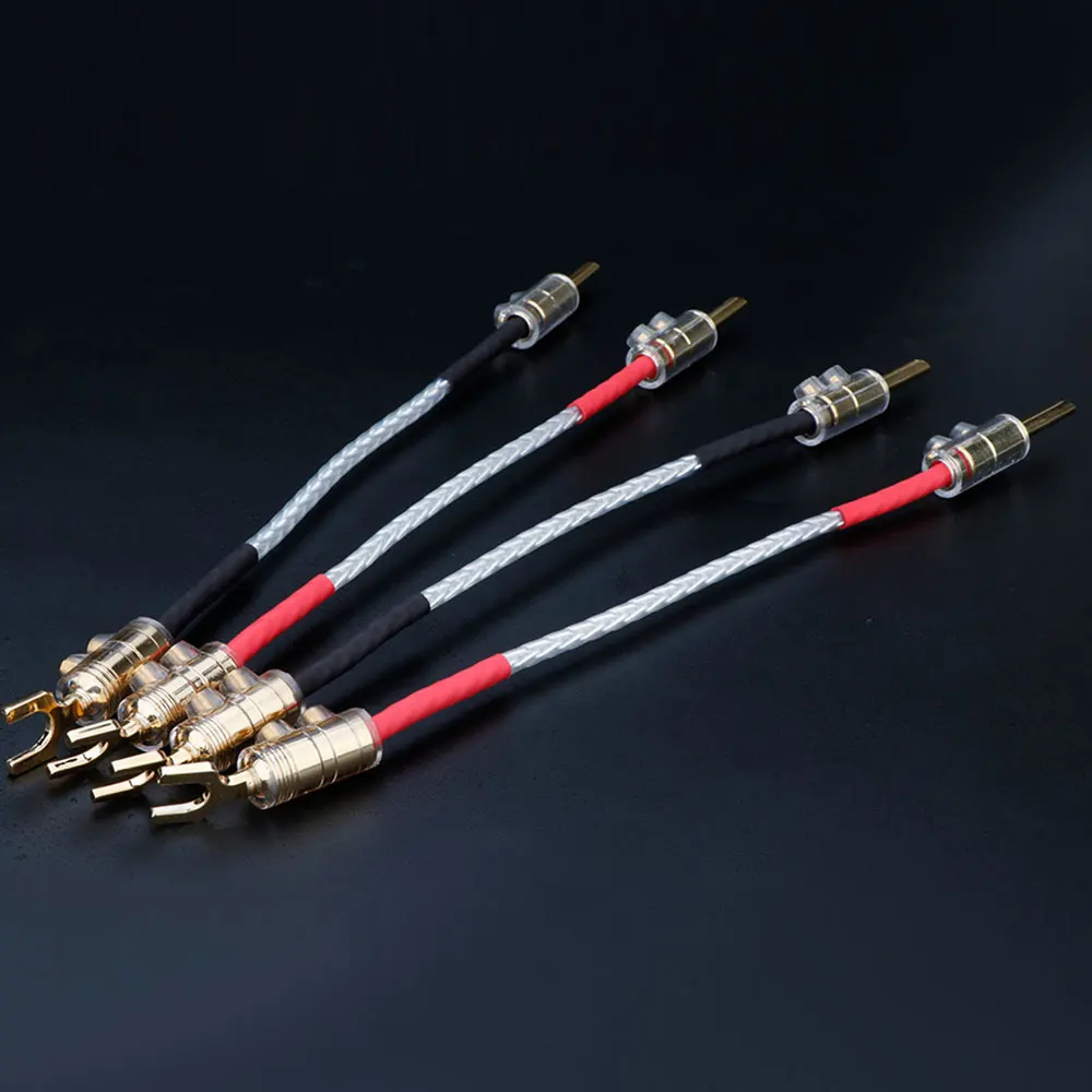 4 Stück OCC Versilberte Verbindungskabel Audiokabel Bananenstecker Y-Stecker Lautsprecher-Brückenkabel OCC Verstärker-CD-Verbindungskabel – Detail 14