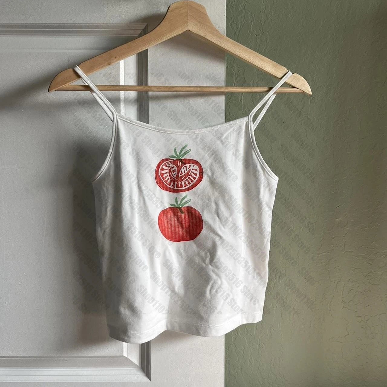 summer Y2k clothes Top women Kawaii Harajuku tomato Graphics Print Emo Girls High Street Sleeveless Backless Sexy Camisole emo